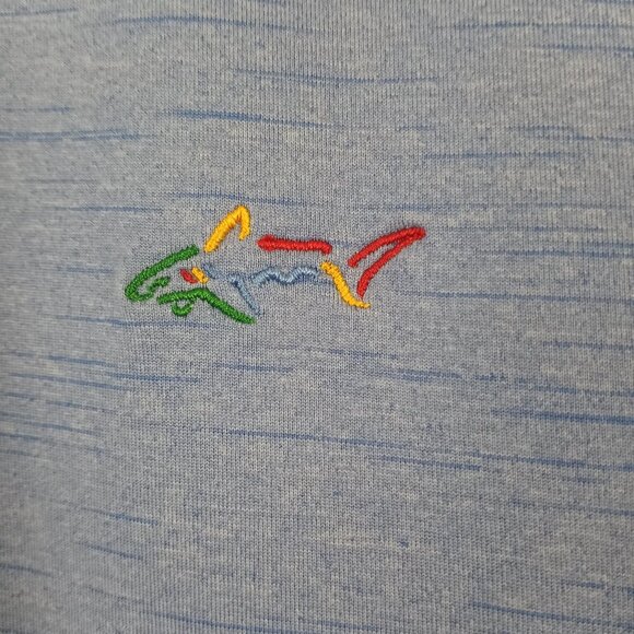 Greg Norman Shark Blue Tiger Stripe Long Sleeve Golf Polo Shirt XL - Picture 2 of 5